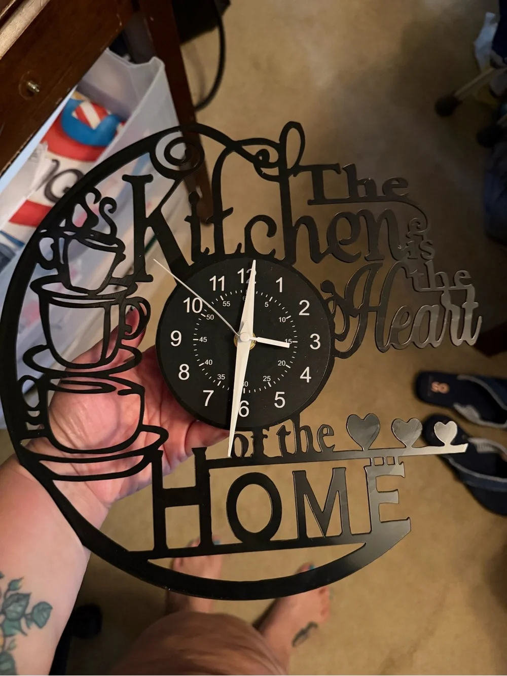 Kitchen Is the Heart of the Home Black Decorative Wall Clock